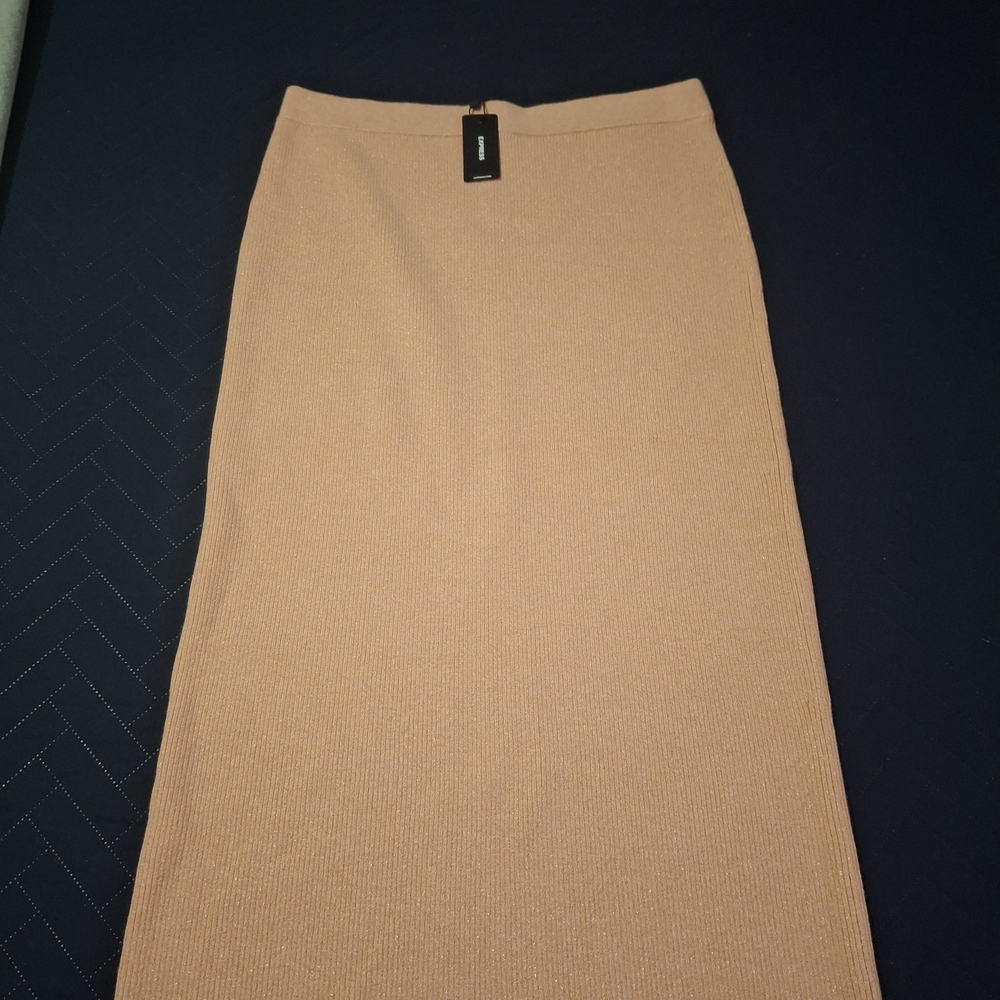 Express Tan Pencil Midi Skirt for Work